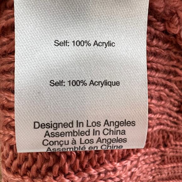 For Love & Lemons Knit Colorblock Blush Pink Tan V Neck Cardigan Pocket S Small - Picture 6 of 7